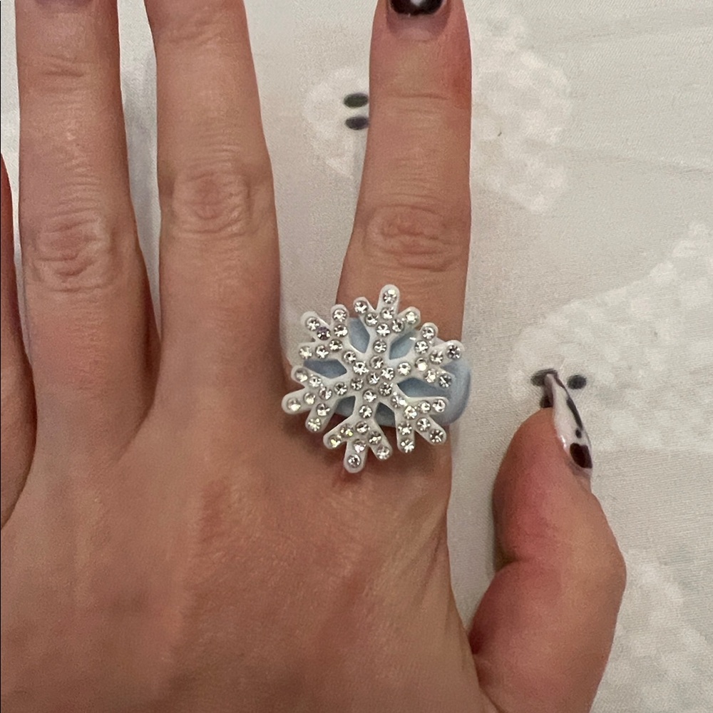 Silver and Blue Snowflake Ring